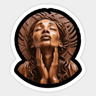 Wooden Carving of a Braided African Woman Sticker